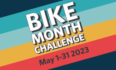 Bike Month Challenge Logo with multi colored background