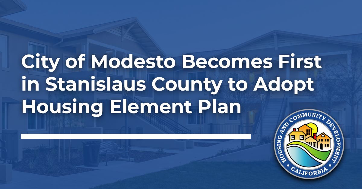 Image of housing complex with CA Dept. of Housing logo