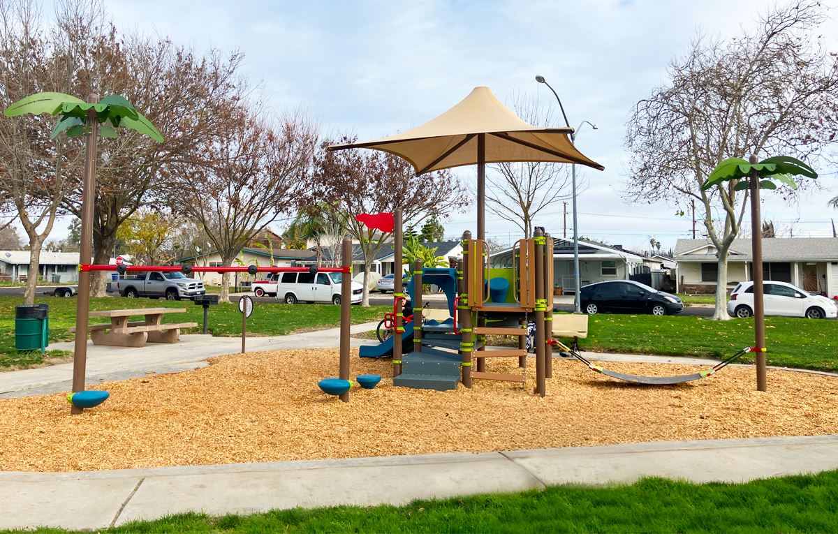 Newly renovated playground equipment at City Gate Park. 