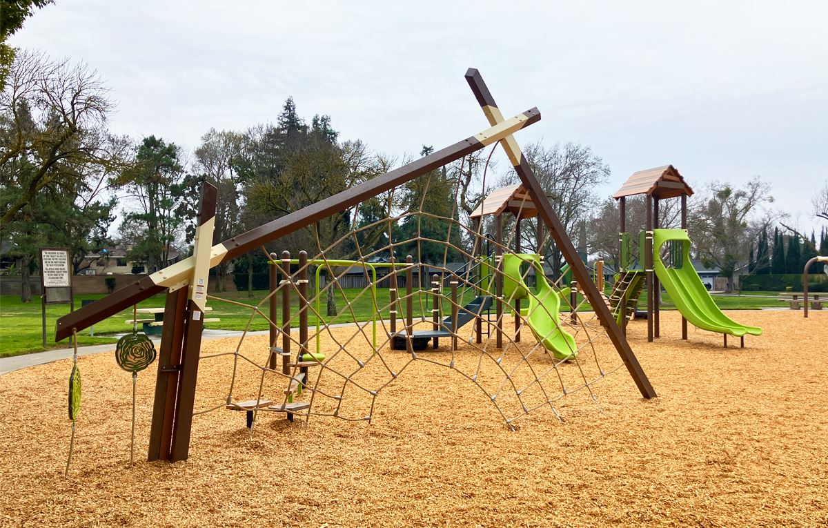 Newly renovated playground equipment at Lakewood Park. 