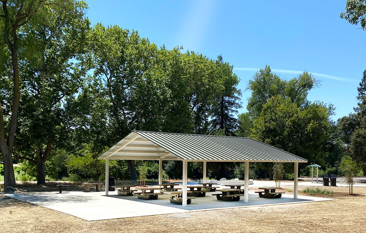 Image of TRRP Pavilion with picnic tables underneath 