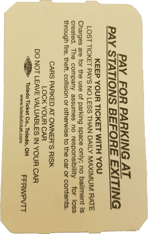 ticket for parking garage